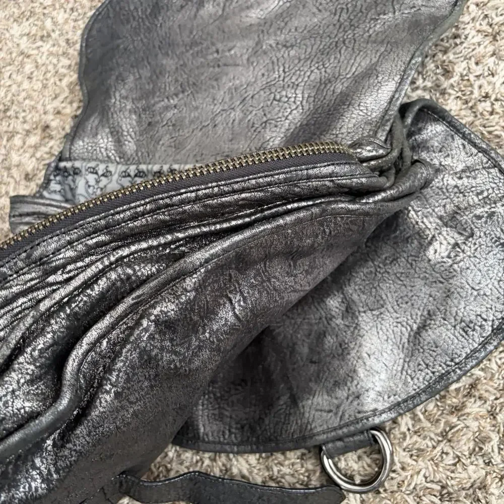 Thomas Wylde Leather Skull Metallic Pebble Leather Grunge Hand Bag